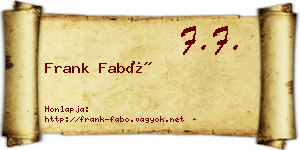 Frank Fabó névjegykártya